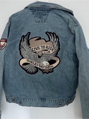 Harley-Davidson Denim Jacket with Eagle Patch 🦅
